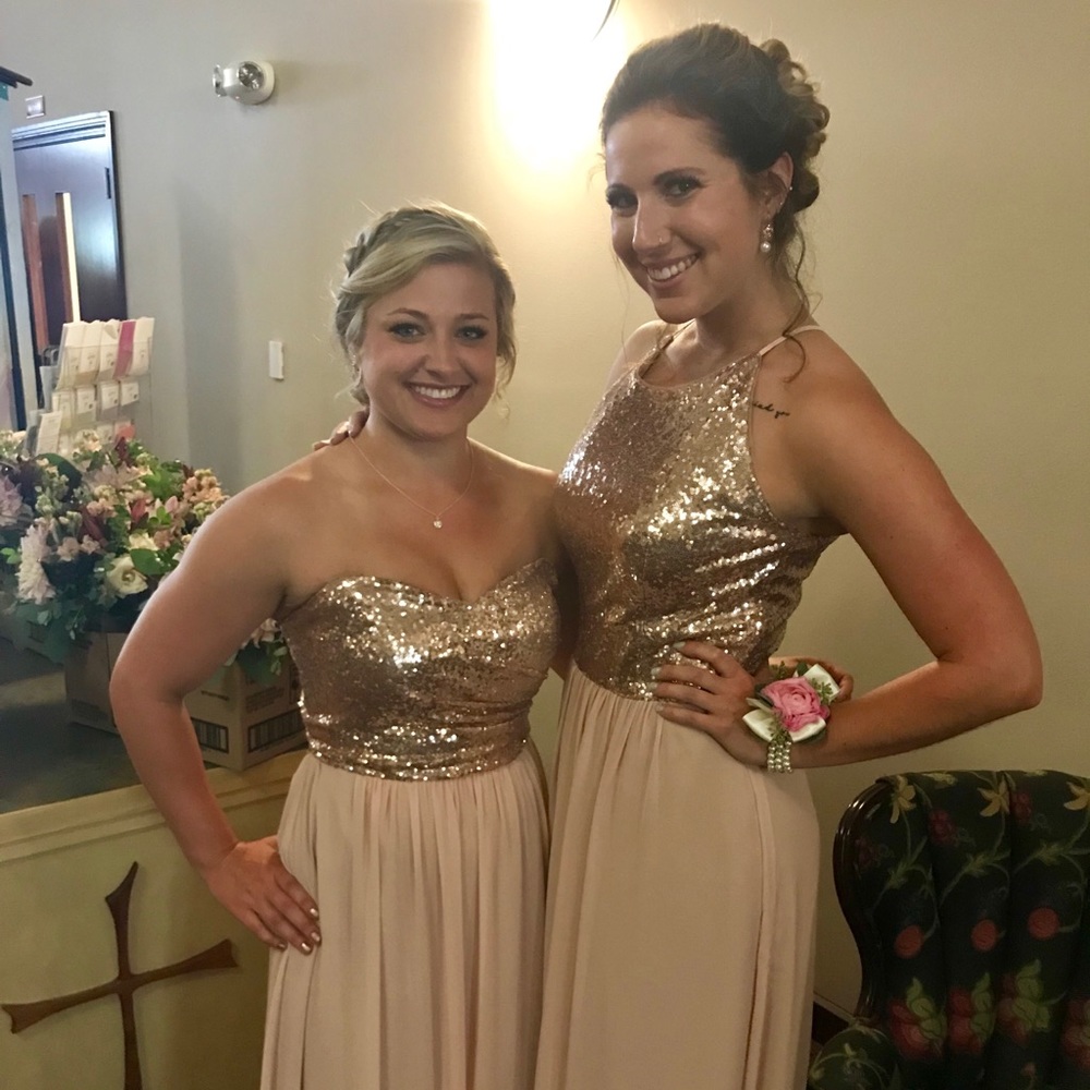 B2 Jasmine floor length blush/gold dress